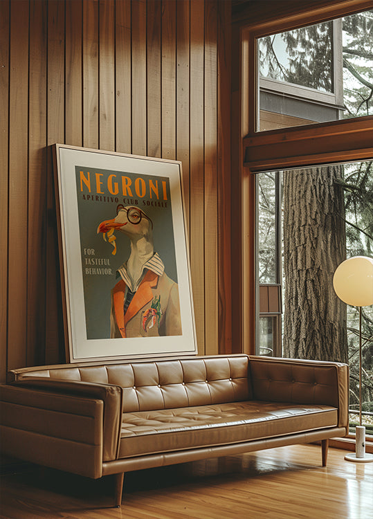 Negroni Art Déco vintage de una gaviota elegante Póster