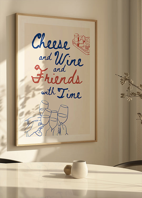 Queso y vino..., Texto + Ilustración Póster