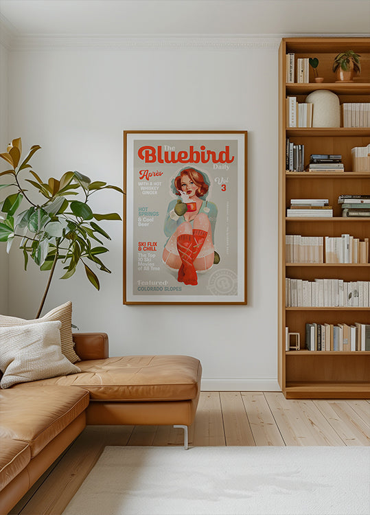 The Bluebird Daily Vintage Pin Up Ski Art Póster