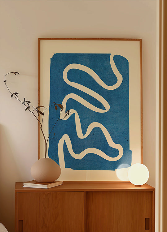 Póster Azul mínimo abstracto geométrico