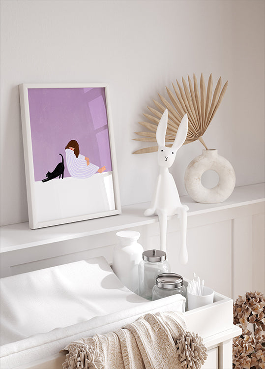 Chica y gato Póster