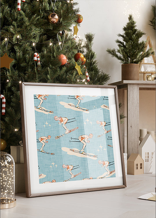 Deportes de invierno Retro Vintage Ski Blue.png Póster