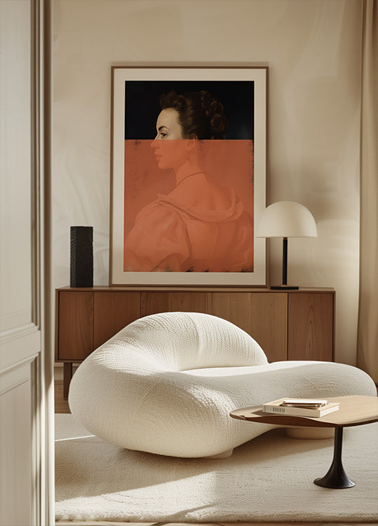 Retrato alterado de mujer naranja arte moderno