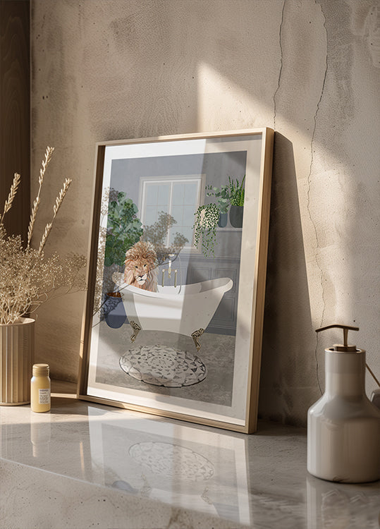 León se baña Póster