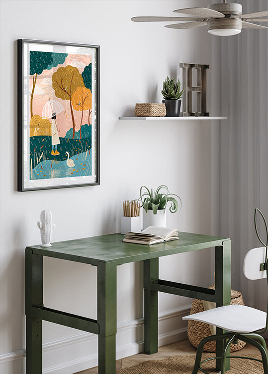 Paseo en día lluvioso Póster