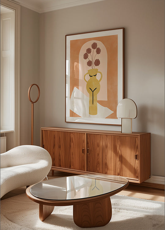 Jarrón estilizado que se asemeja a una forma femenina Póster