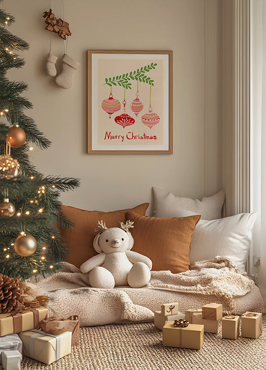 Póster Pequeños adornos navideños alegres
