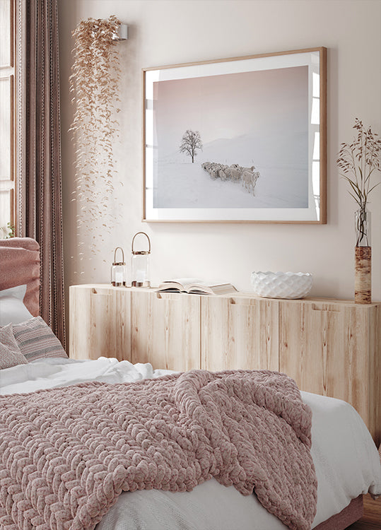 Póster Rebaño en busca de comida