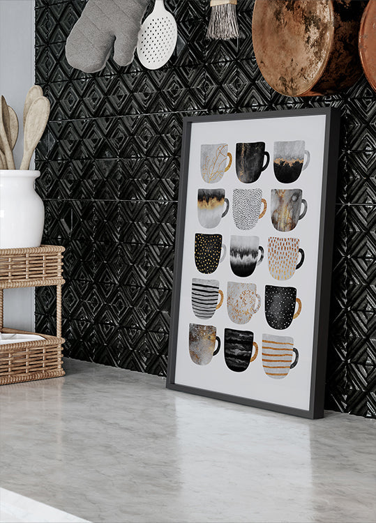 Póster Bonitas tazas de café