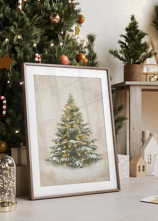 Póster Árbol de Navidad vintage