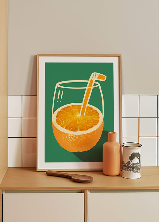 Póster Naranja vibrante inteligentemente ilustrado