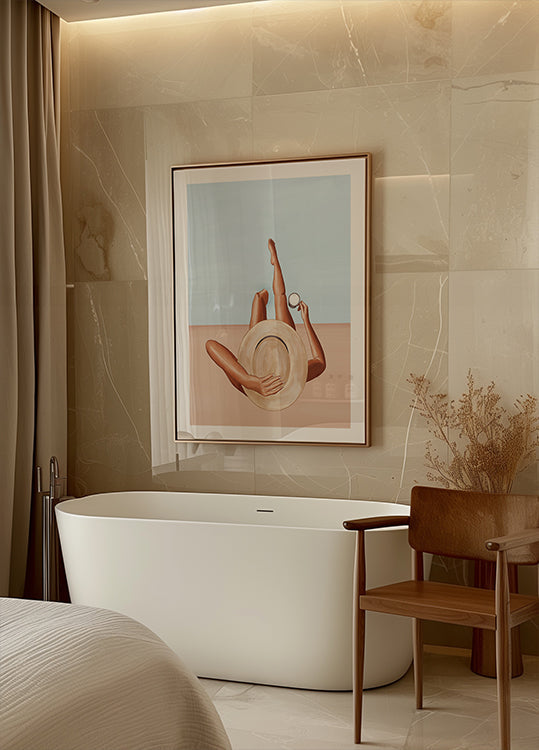 Chica junto a la piscina Póster