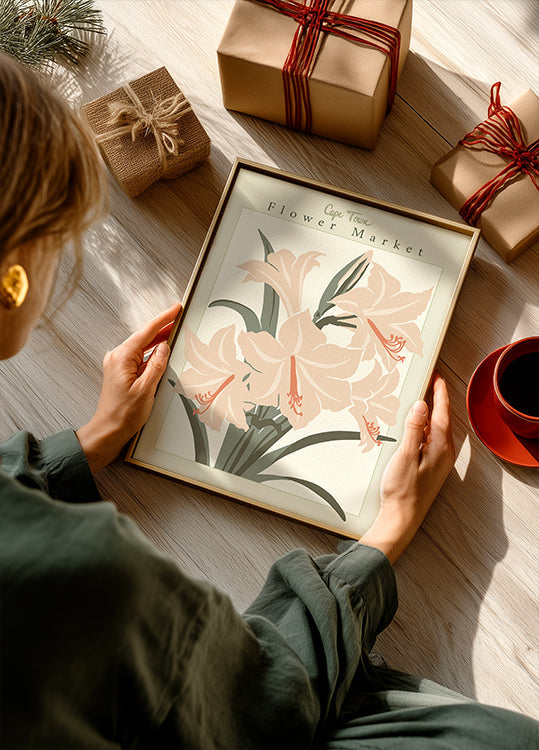 Mercado de flores Cap Town Amaryllis Póster