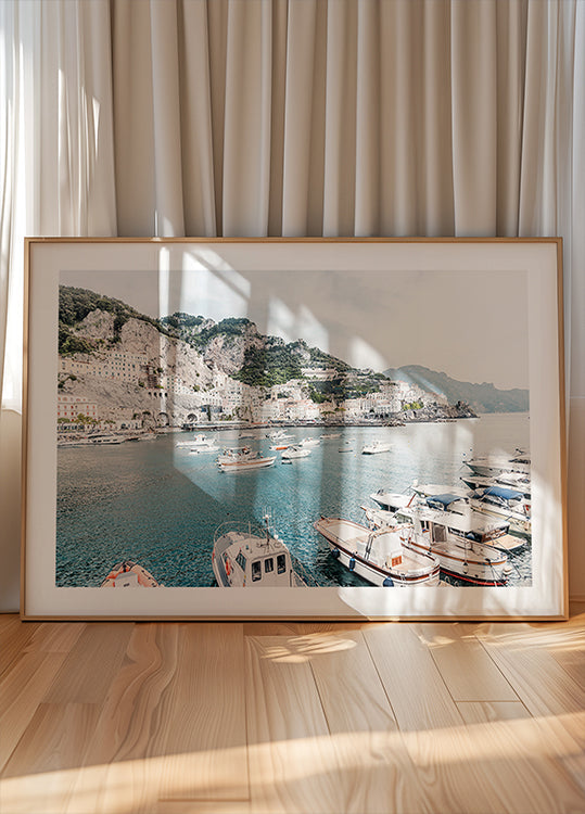 Póster Costa de Amalfi con barcos # 2