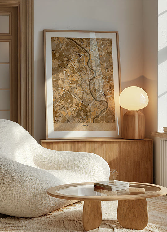 Mapa vintage sepia de Colonia Alemania (NUEVO)