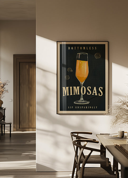 Arte de bar de cócteles Art Deco de Mimosas sin fondo Póster
