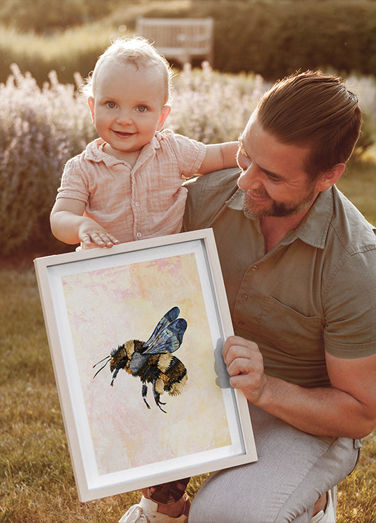 Abeja acuarela grunge Póster