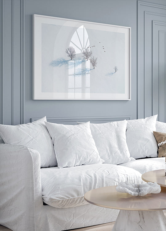 Póster Árboles y pájaros