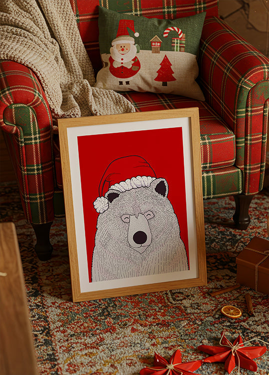 Póster Oso rojo de santa