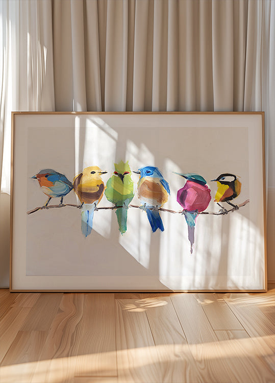 Póster Pájaros en una rama