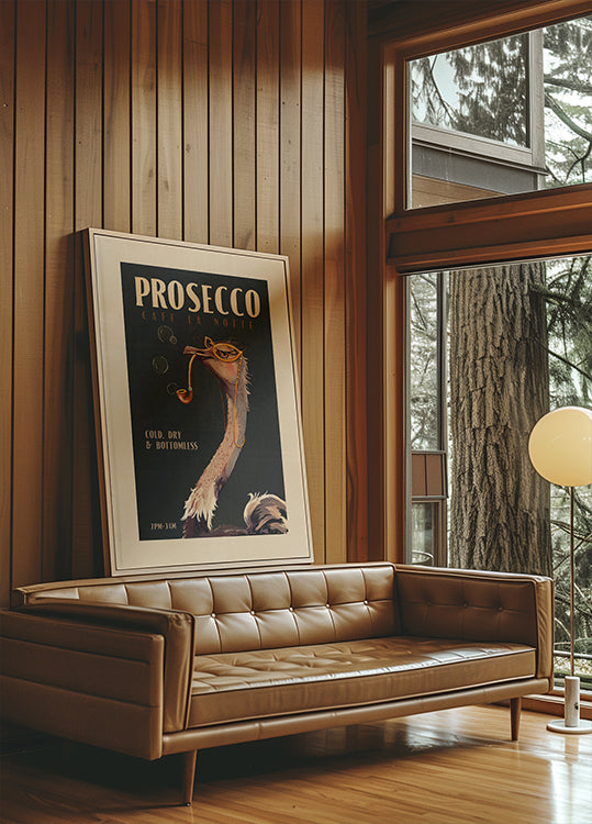 Arte de pared Art Déco Prosecco de un avestruz Póster