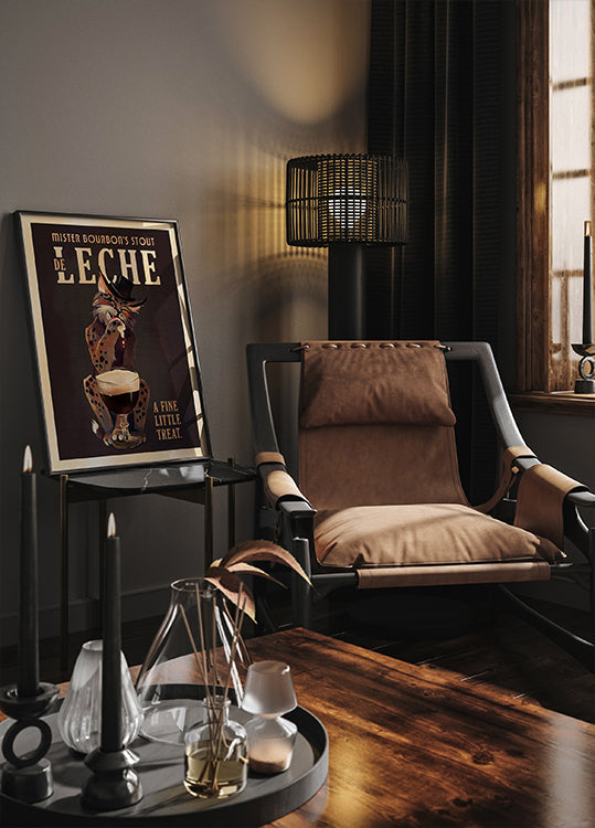 Arte del gato estilo Bourbon De Leche Guinness Póster
