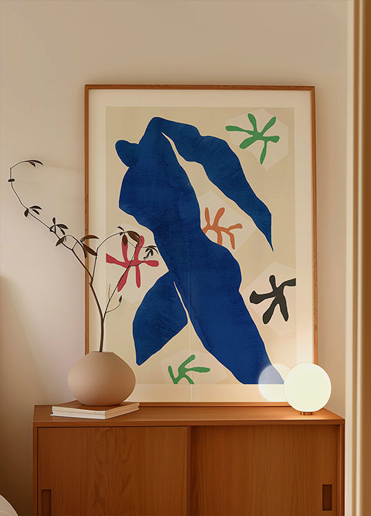 Figura azul abstracta Póster
