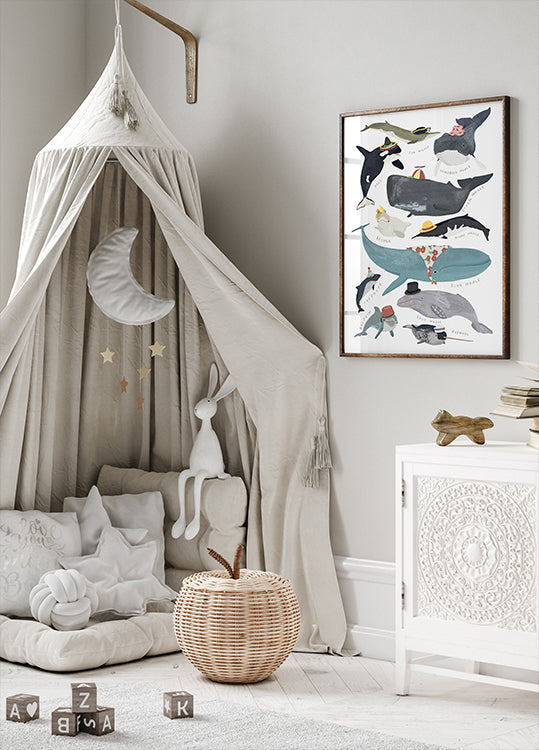 Ballenas con sombreros Póster
