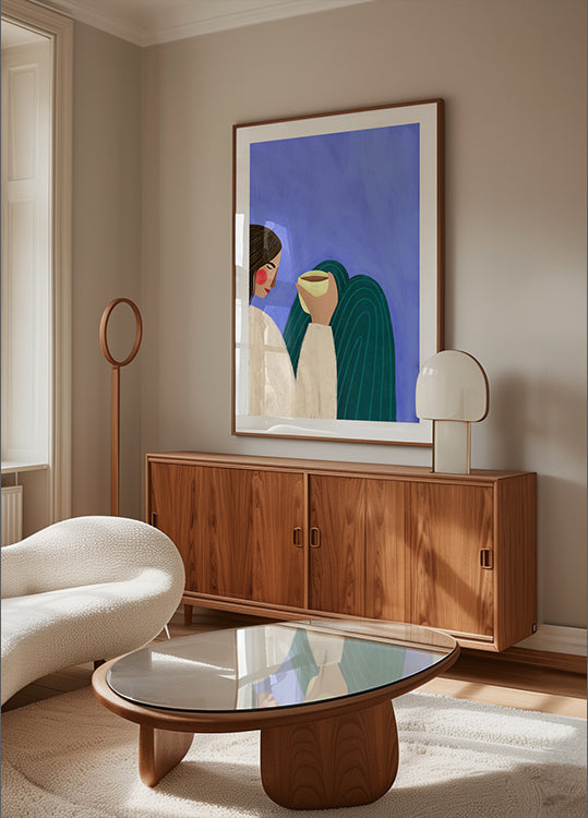 Póster Bebiendo café