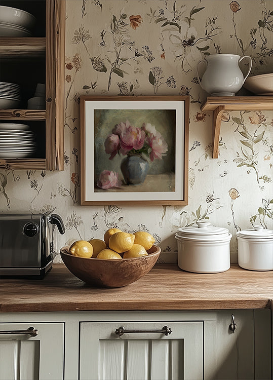 Pivoines Una Rosa Póster