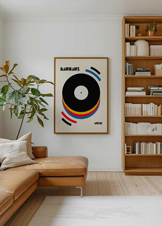 Ilustración retro de música Bauhaus Póster