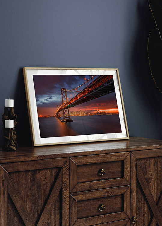 Póster Puente de la bahía en la noche