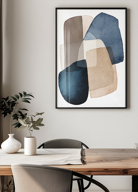 Bloques marrones azules Póster