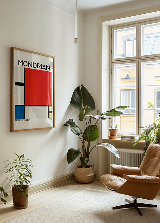 Composición con rojo, azul y amarillo 1930 Póster