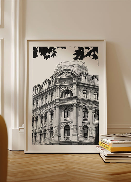 Casa barroca de Viena en blanco y negro Póster