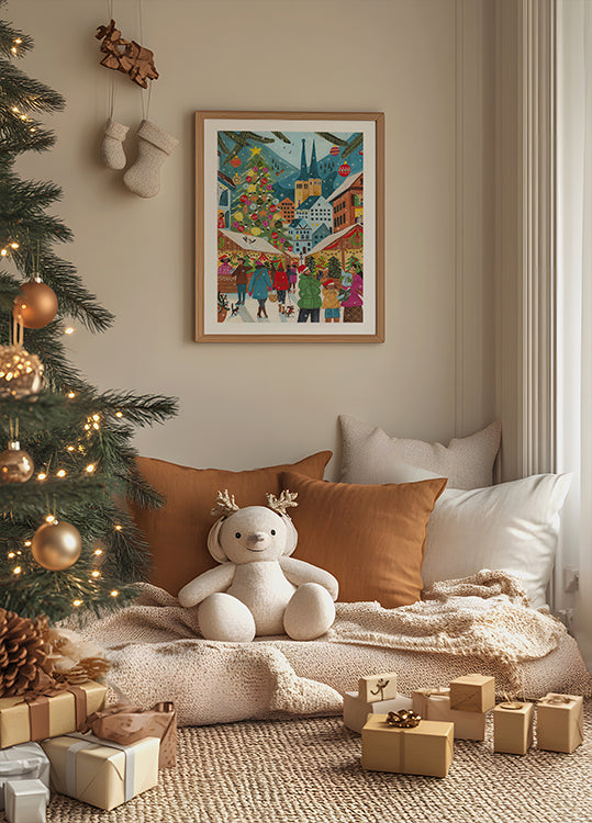 Póster Mercado de Navidad en el pueblo