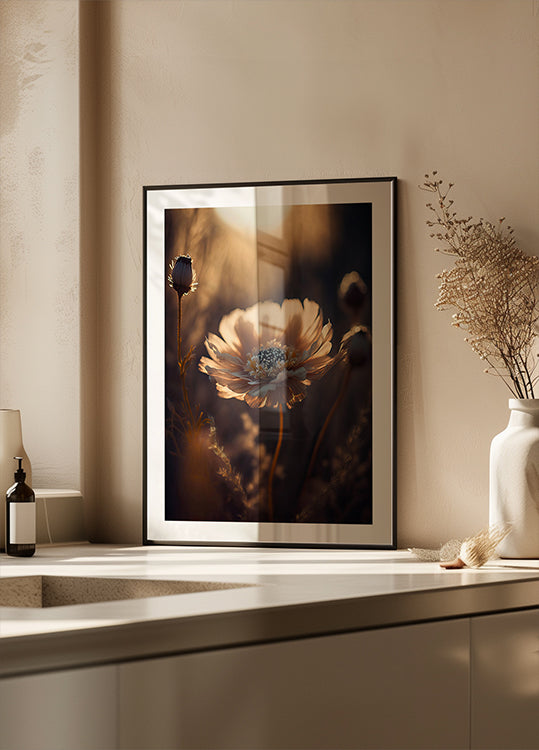 Póster Flor iluminada por el sol