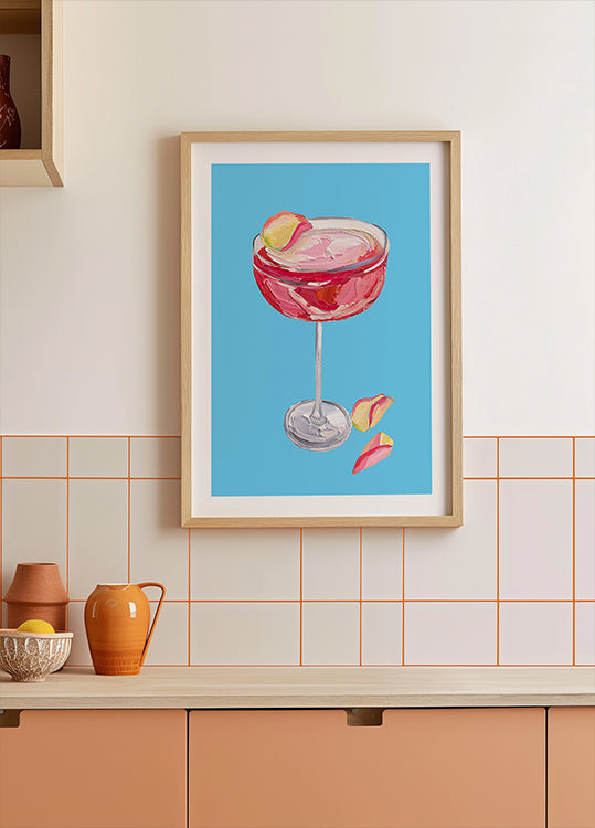 Cóctel de ginebra rosa espumosa Póster