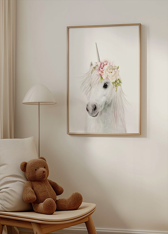 Unicornio floral Póster