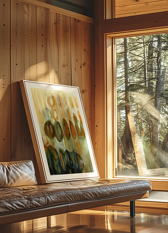 Resumen con óvalos y oro II Póster