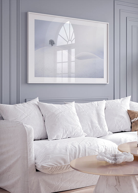 Póster Árbol solitario en las dunas de invierno