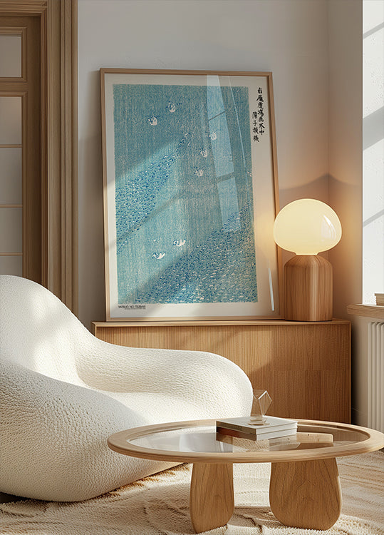 Impresión en madera azul Póster