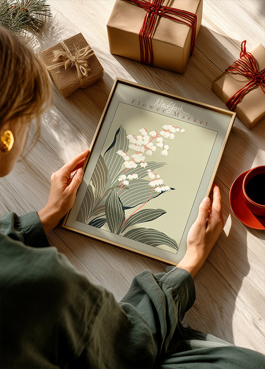 Póster Mercado de flores de Nueva York Lirio de los valles