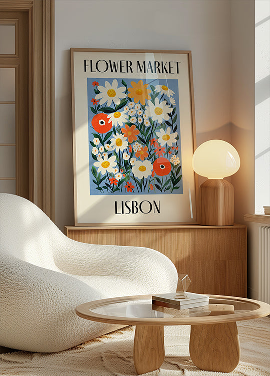Póster Mercado de flores Lisboa Portugal