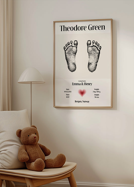 Póster Huella de bebé personalizada