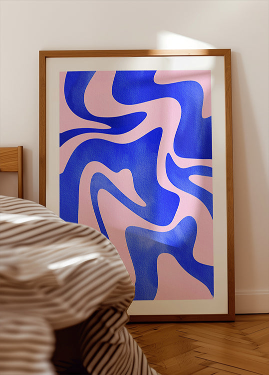 Ola azul abstracta Póster