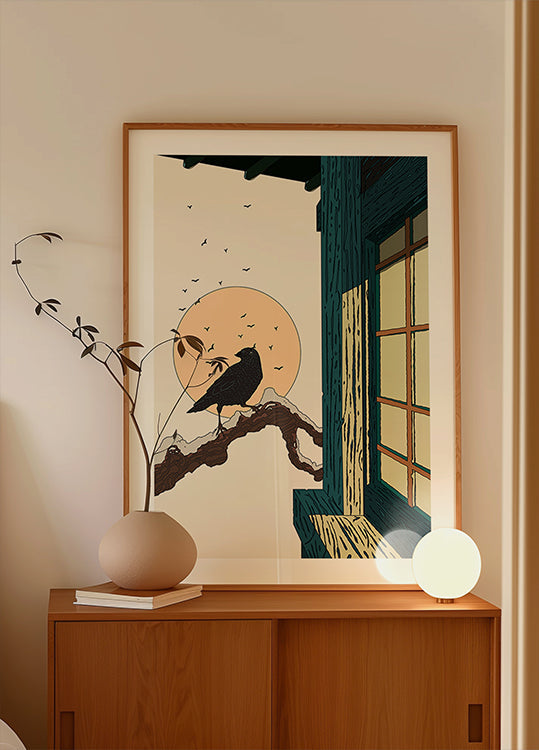 Póster Vista del Cuervo y el Amanecer