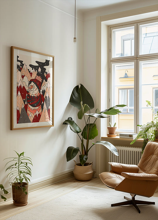 Póster Acogedor gato de invierno