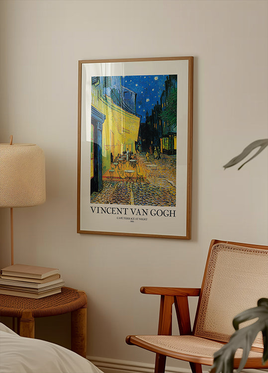 Póster Terraza del café por la noche