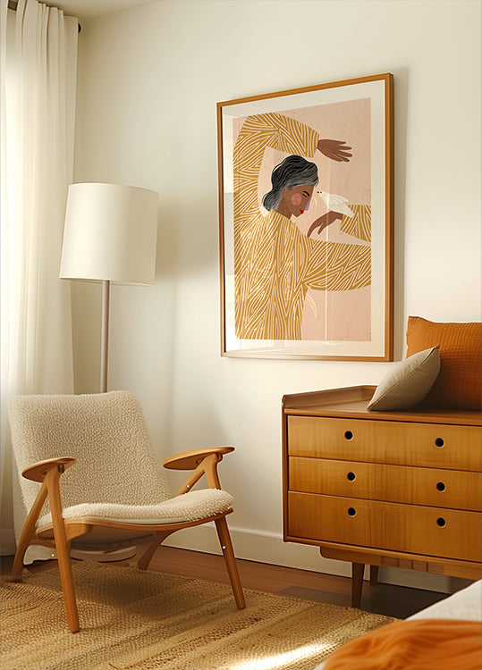 La mujer con un pájaro Póster